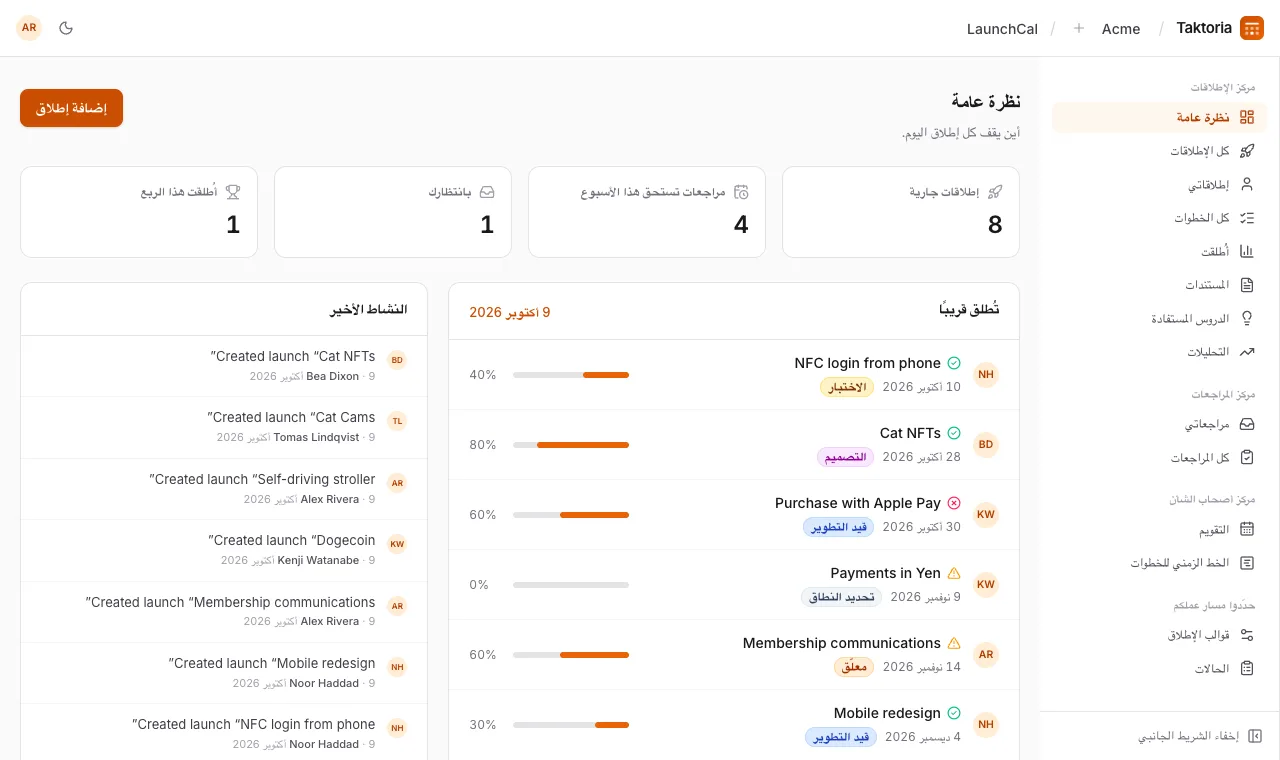 التنقل في التطبيق