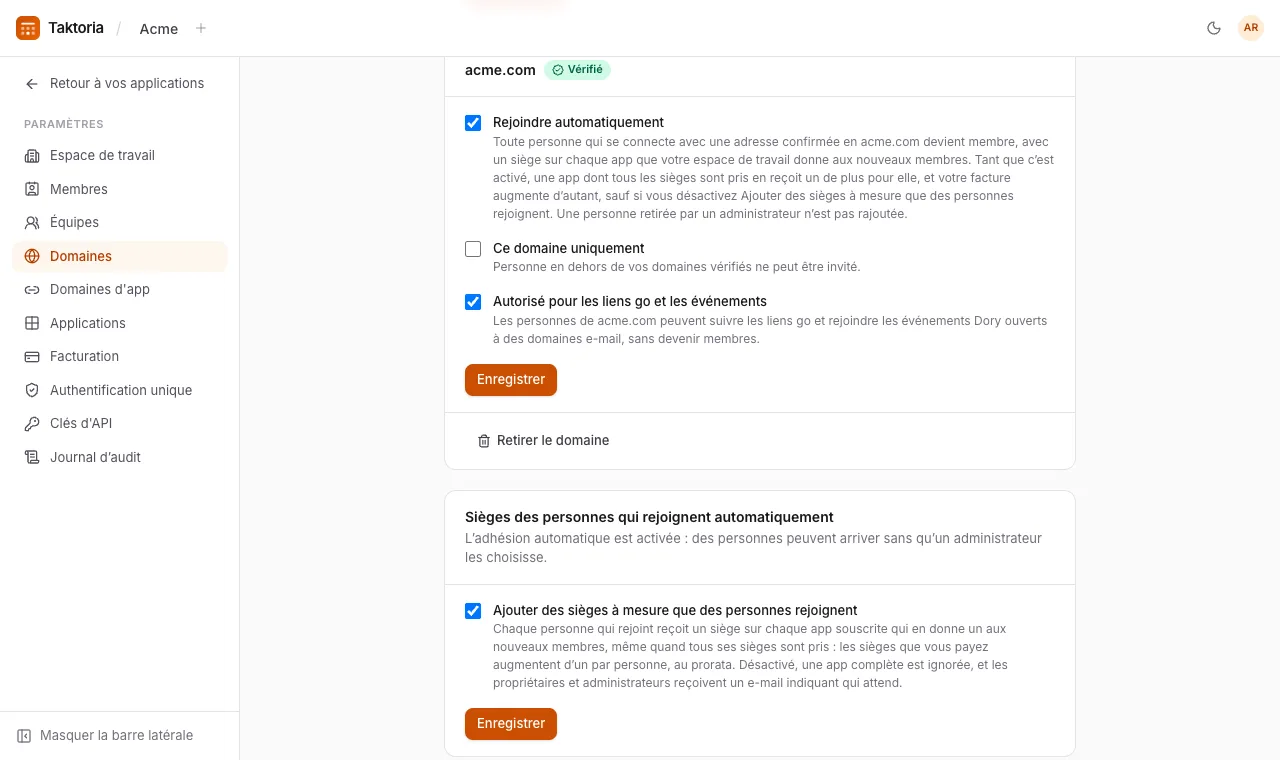Domaines de messagerie