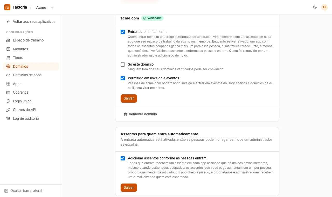 Domínios de e-mail