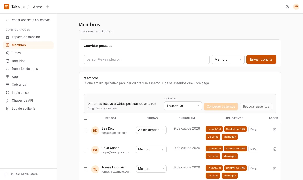 Como convidar membros e dar assentos