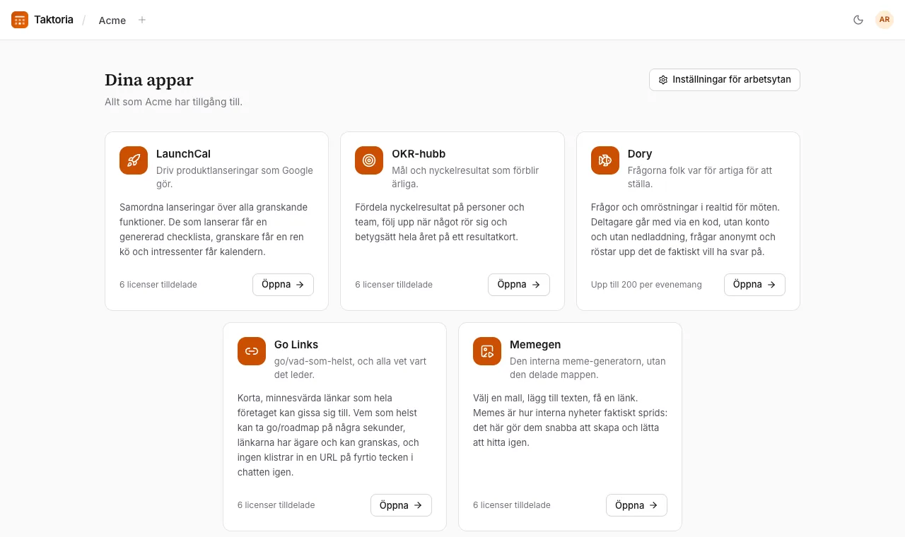 Arbetsytor, appar och licenser