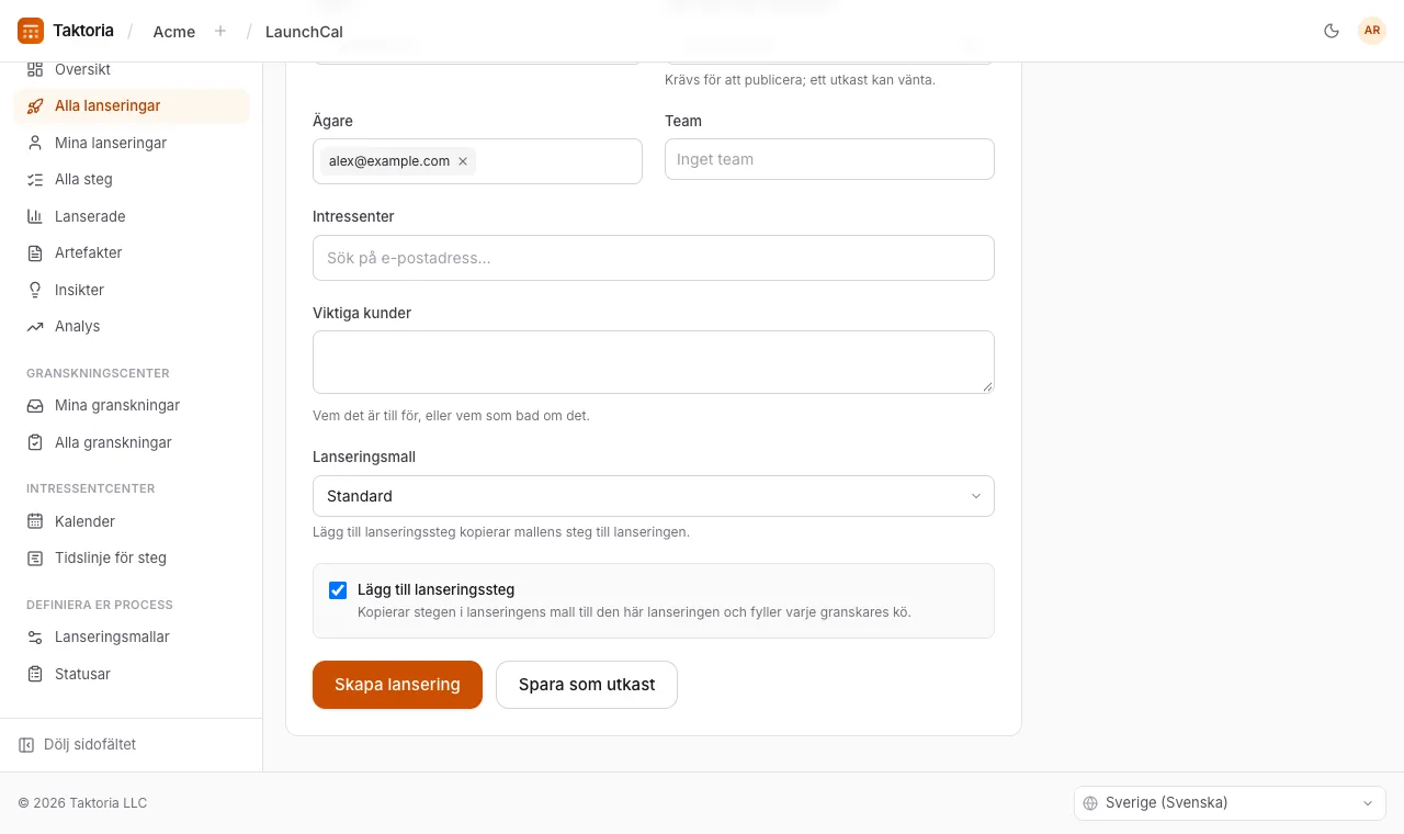 Lägga till en lansering