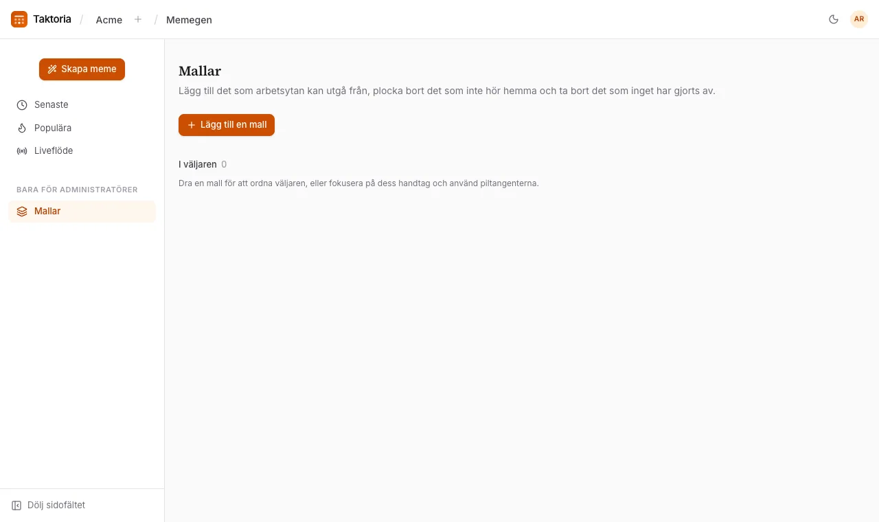 Hantera mallar (administratörer)